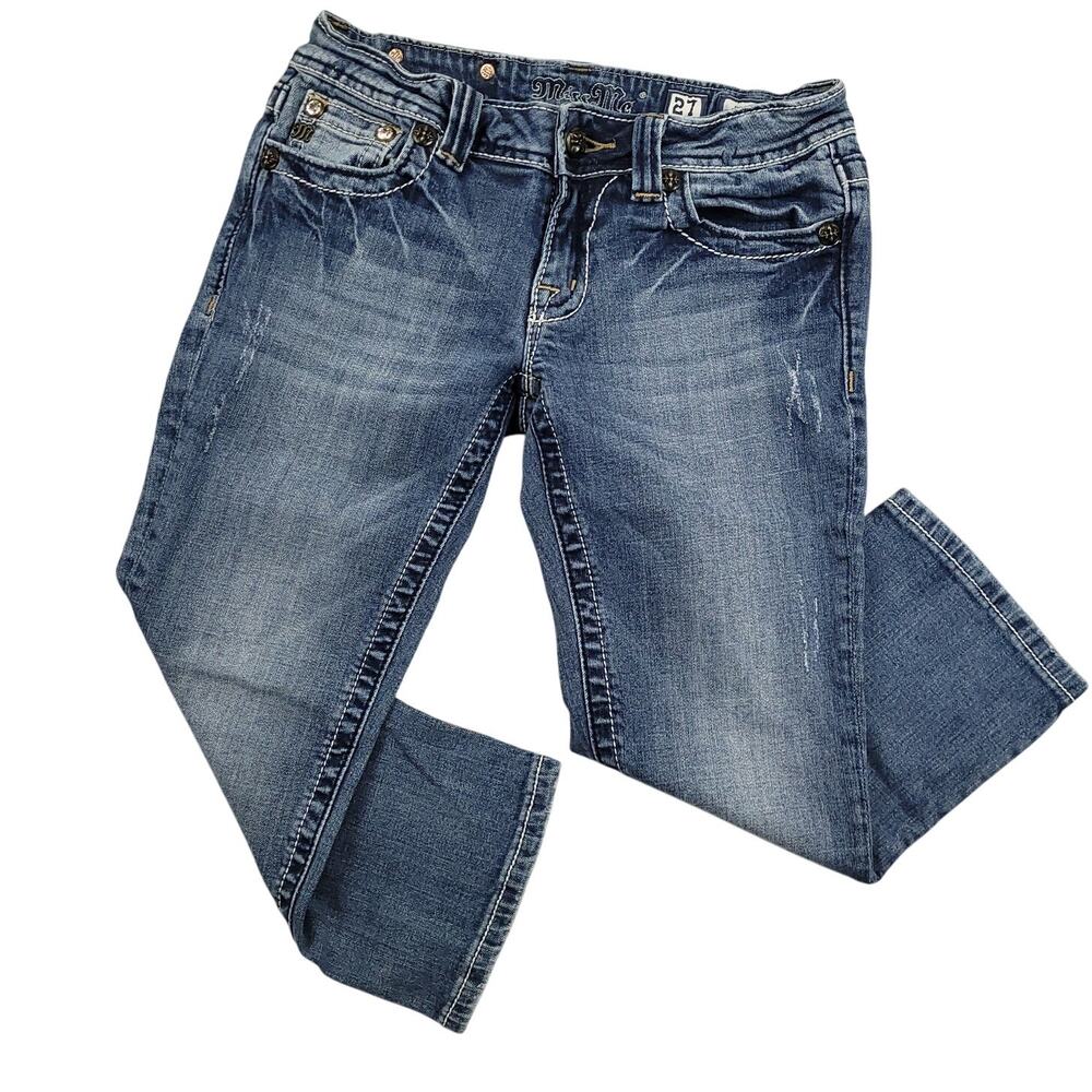 Miss Me Womens Low-Rise Capri Jeans Size 27 Studded Pockets Y2K JW5416P2 EUC